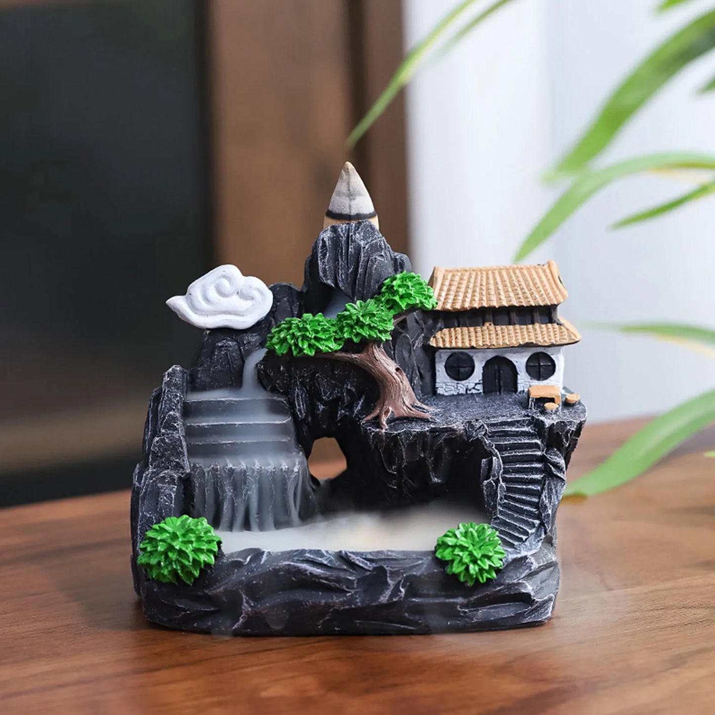 Waterfall Incense Burner Resin Backflow Incense Holder Fountain Waterfall Incense Burner For Home Office Decor Gift