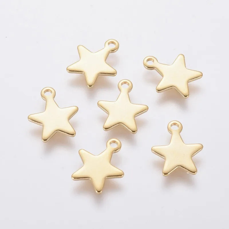 5~20Pcs 304 Stainless Steel Charms for DIY Jewelry Making  (Butterfly Heart Flower Key Moon Musical Note Ring Flat Round Star)