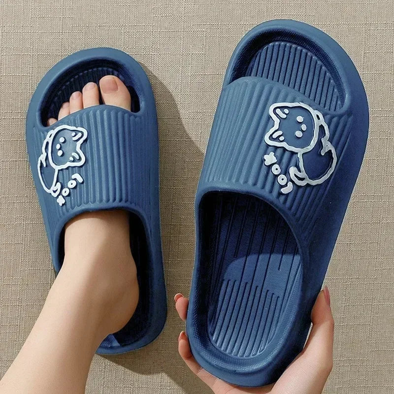 Women Soft Sole House Slippers 2024 Summer Beach Thick Platform Slipper Sandals Women Korean Eva Slippers Couple Home Flip Flop