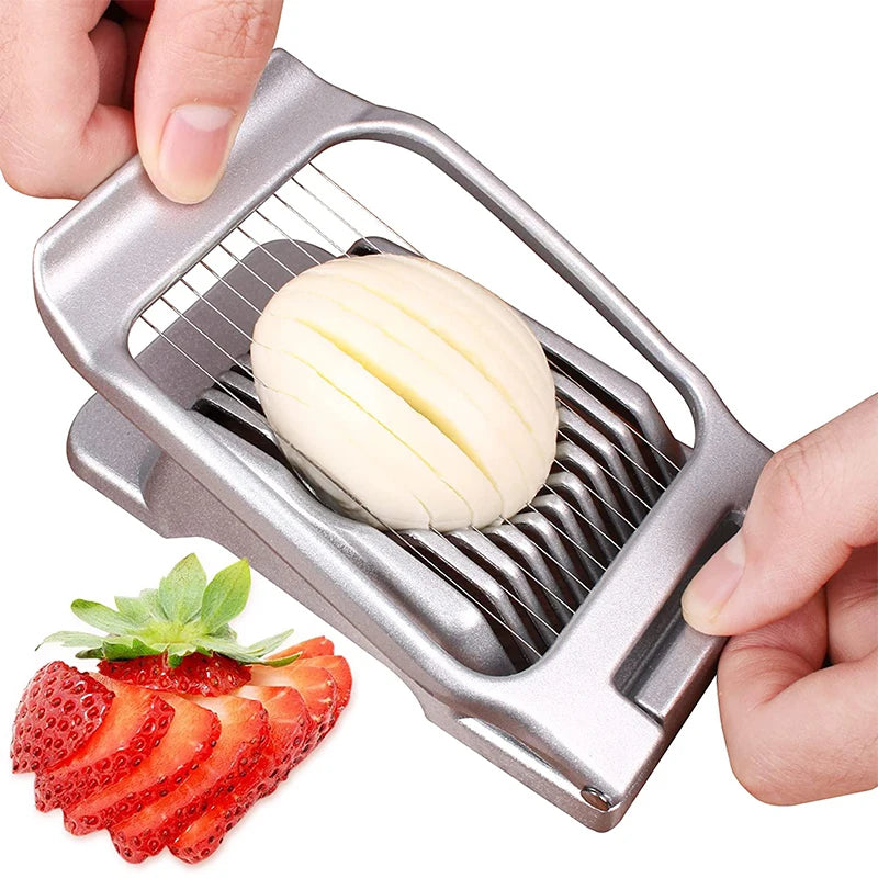 LMETJMA Egg Slicer for Hard Boiled Eggs Stainless Steel Wire Egg Slicer Dicer Cutter Kitchen Strawberry Mushroom Slicer JT188