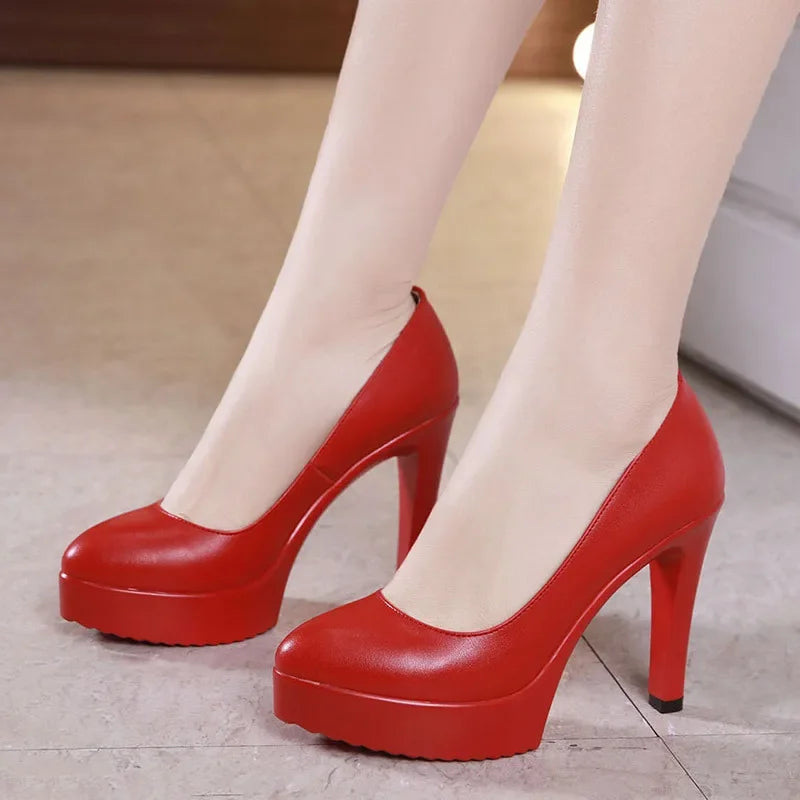 Plus Size 32 43 Platform Catwalk Shoes Women Wedding Shoes Bride 2024 Shallow High Heels Platform Pumps Elegant Dress Court Shoe