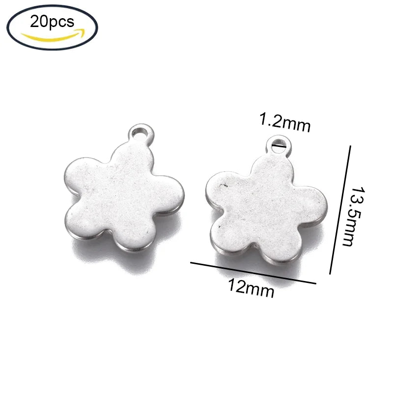 5~20Pcs 304 Stainless Steel Charms for DIY Jewelry Making  (Butterfly Heart Flower Key Moon Musical Note Ring Flat Round Star)