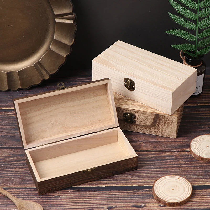 Retro Jewelry Box Desktop Wood Clamshell Storage Hand Decoration Wooden Box