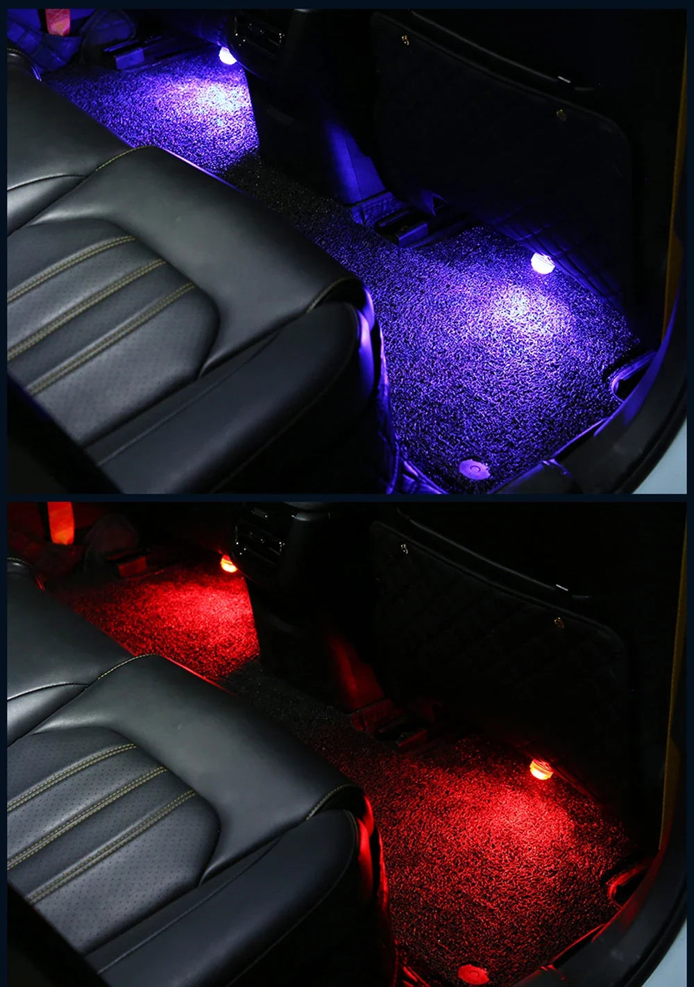 LED Wireless Adhesive LED Car Interior Environmental Light Remote Control Decoration Car Roof Foot Atmosphere Light Rolor Batter