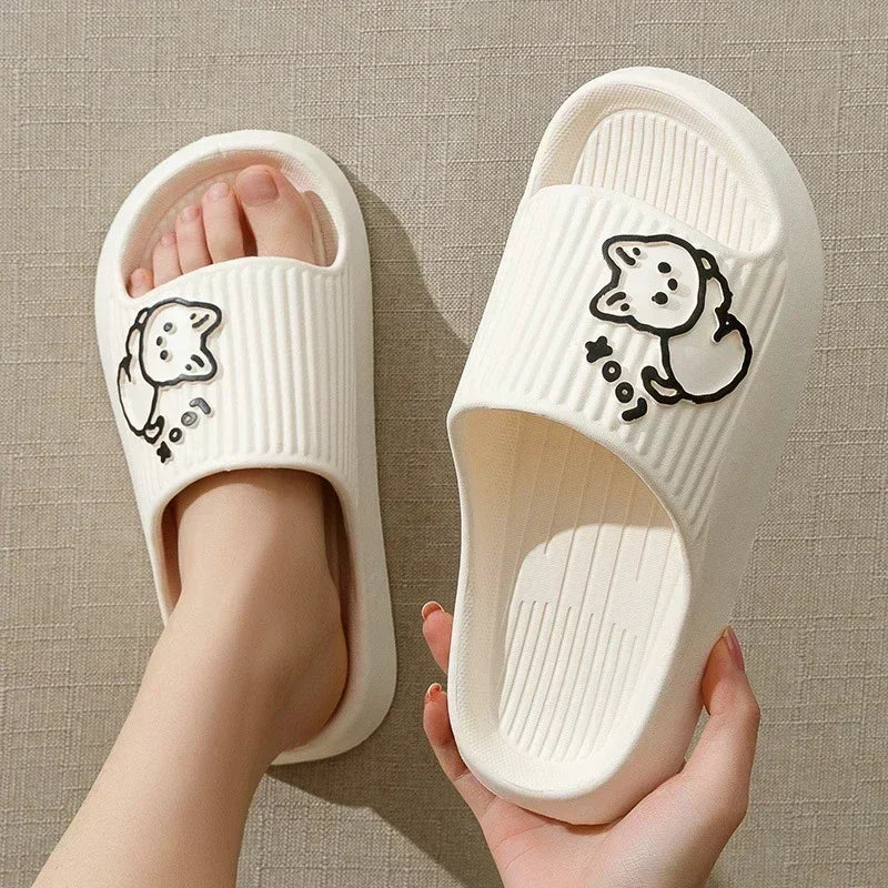 Women Soft Sole House Slippers 2024 Summer Beach Thick Platform Slipper Sandals Women Korean Eva Slippers Couple Home Flip Flop