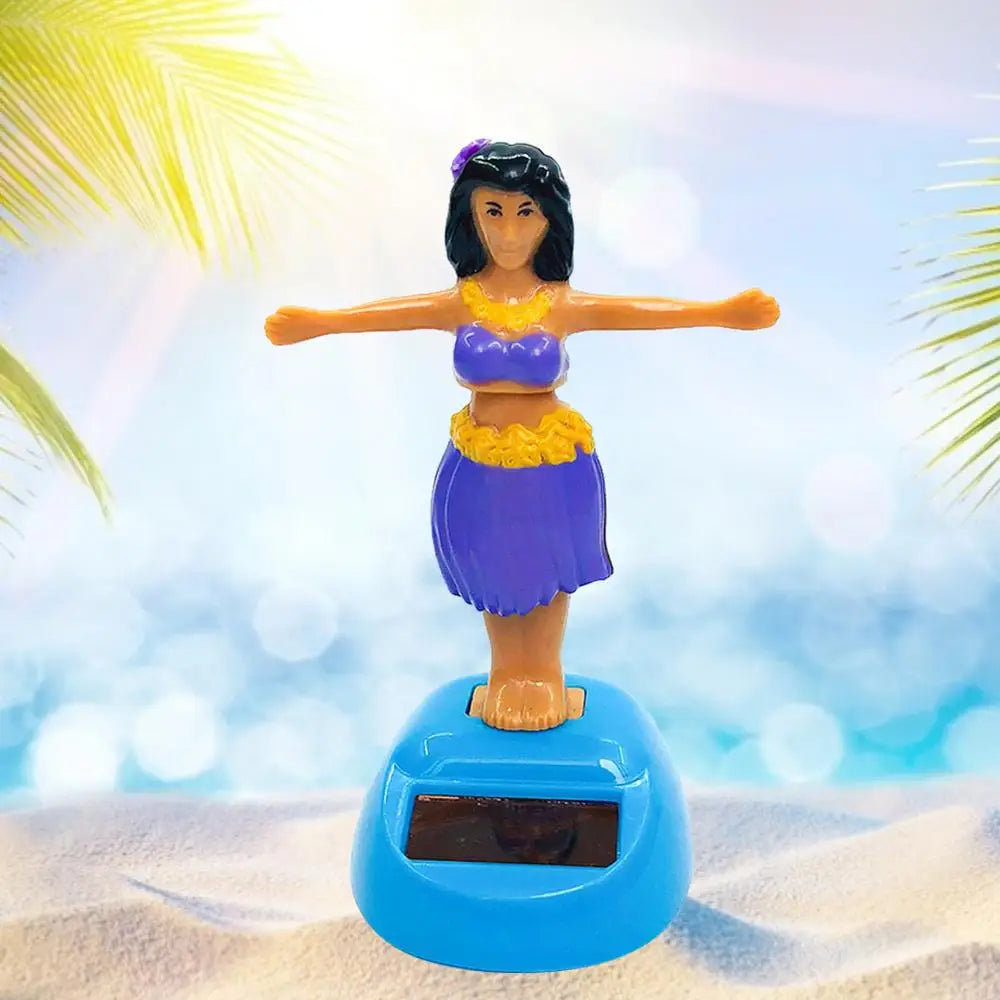 Solar Powered Dancing Toys Hawaii Girl Shaking Head Girl Doll Portable Bobblehead Ornament  For Dashboard Car Accessories