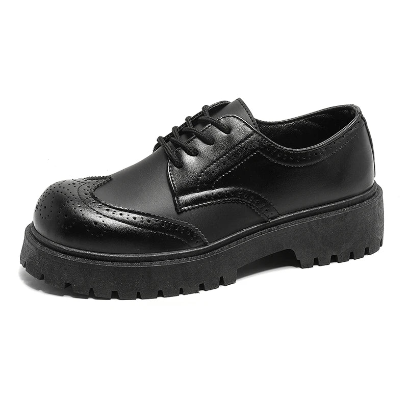 STRONGSHEN Men Casual Fashion Shoes Handmade Carving Brogue Leather Business Shoes Men Flats Black White Oxfords Formal Shoes