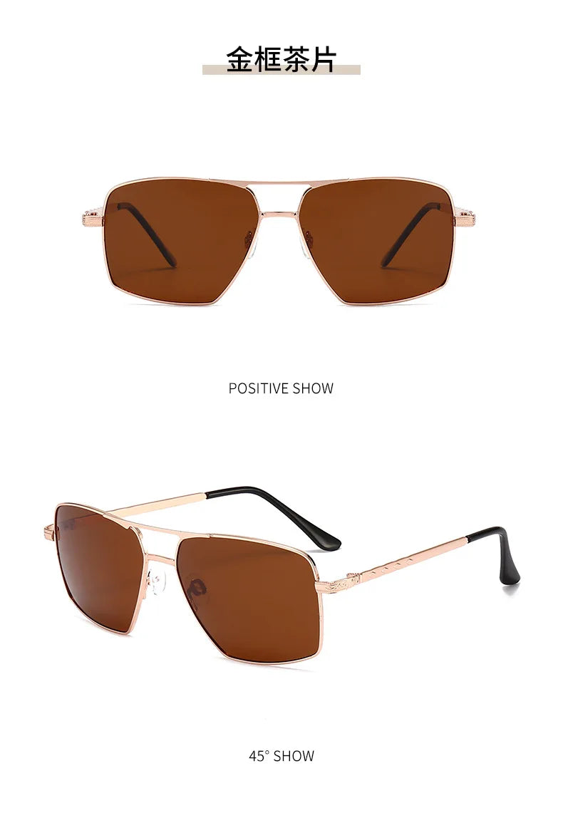 New Small Frame Square Sunglasses Men's Polarized Metal Fashion Sun Glasses Men's Outdoor Driving Eyewear UV400 Oculos De Sol