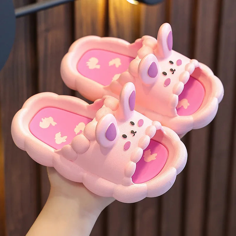 Summer Children's Slippers Cute Cartoon  3D-Rabbit Slippers Breathable Non-slip Home Bathroom Soft Slipper Kids for girls