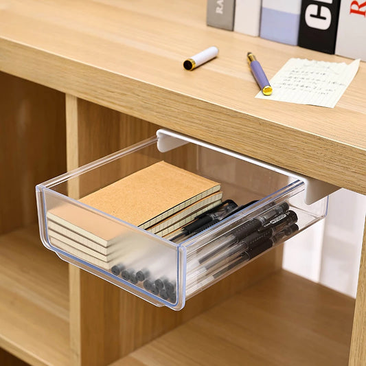 Undertable Drawer Storage Box Hidden Hanging Bedroom Dormitory Office Table Pasting Non Punching Table Bottom Sorting