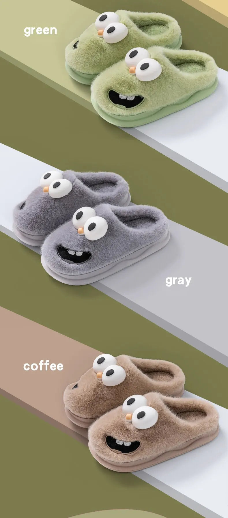 WinterSHome Cotton Shoes For Women, Thickened And Plush, Cute And Warm, Wearing Cotton Slippers For MenQ613