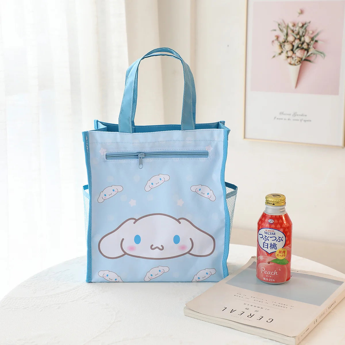 Sanrio Hello Kitty Double Layer HandBags Kawaii Kuromi Cinnamoroll Student A4 File Bags Art Bags Textbook Portable Organizers