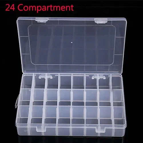 Transparent 10/15/24 Grid Storage Box Organizer Case Cajas Organizadora Storing Plastic Box Jewelry Beads Pill Screw Organizador