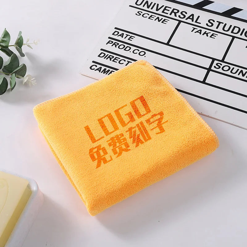 10PCS 30x30cm Custom LOGO Towel Free Laser Embossing Lettering Microfiber Beauty Salon BarberShop Gift Private Customization ZYF