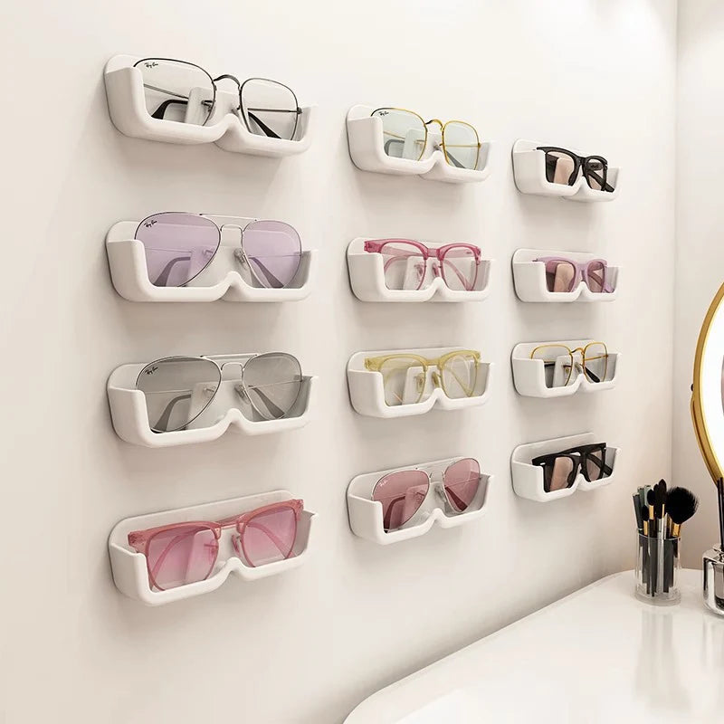 Punch-free Glasses Storage Rack Wall Mounted Sun-glasses Display Holder Wardrobe Decoration Storage Box Sunglass Organizer