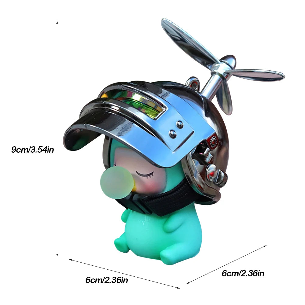 Motorcycle Bicycle Ornament Cycling Cute Cartoon Adult Child with Helmet Airscrew Bike Decoration Car Accessories Interior