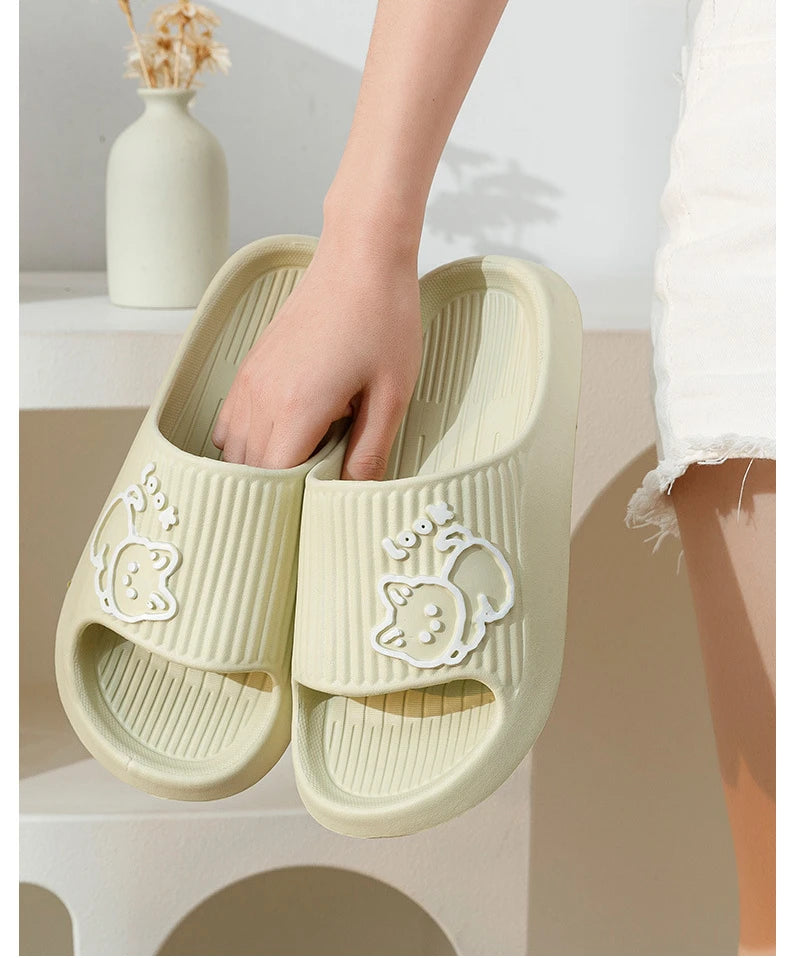 Women Soft Sole House Slippers 2024 Summer Beach Thick Platform Slipper Sandals Women Korean Eva Slippers Couple Home Flip Flop