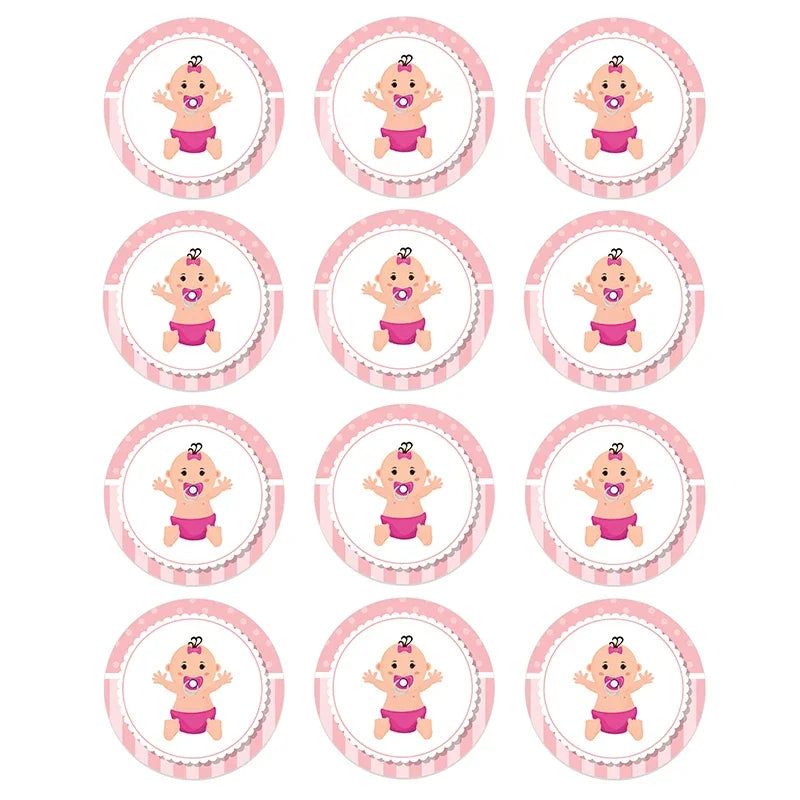 4.5cm Lovely Baby Shower Stickers Gender Reveal Party Gift Labels Sticker DIY Crafts Kids Gift Birthday/Baby Shower Decorations