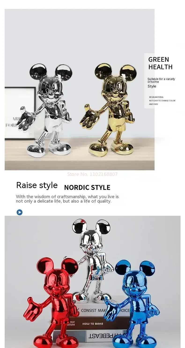 Disney Mickey Mouse Figure 20/29cm Resin Welcome Posture Action Figurines Anime Cartoon Mickey Model Statue Kids Ornament Gift