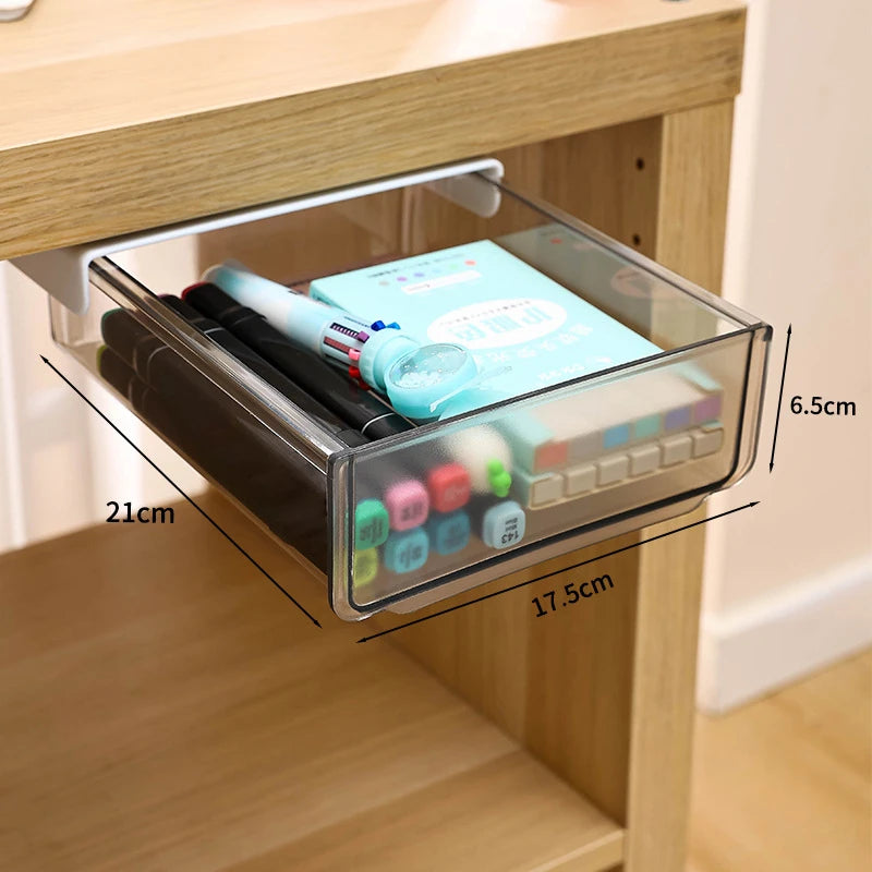 Undertable Drawer Storage Box Hidden Hanging Bedroom Dormitory Office Table Pasting Non Punching Table Bottom Sorting