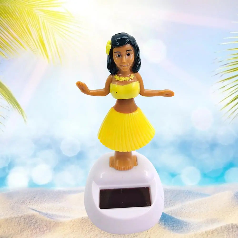 Solar Powered Dancing Toys Hawaii Girl Shaking Head Girl Doll Portable Bobblehead Ornament  For Dashboard Car Accessories