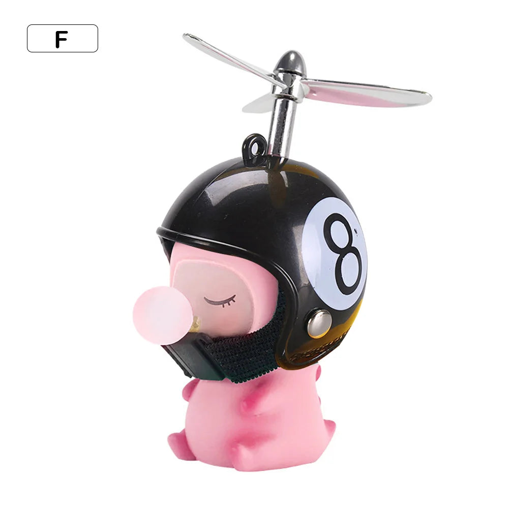 Motorcycle Bicycle Ornament Cycling Cute Cartoon Adult Child with Helmet Airscrew Bike Decoration Car Accessories Interior