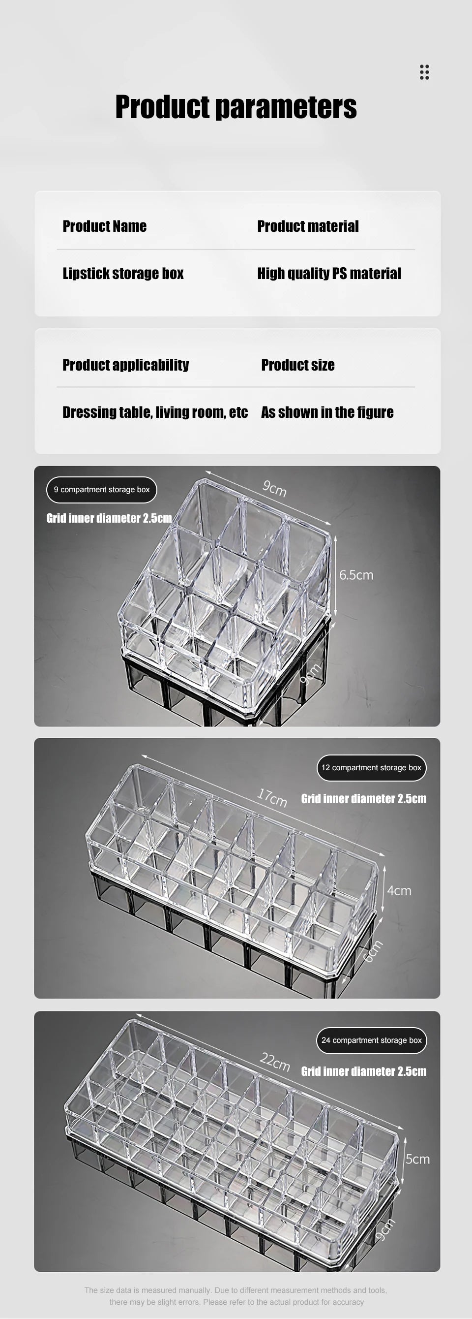 9/24/36/40 Grids Makeup Organizer Transparent Cosmetic Box Desk Make Up Brush Lipstick Holder Home Bathroom Storage Accessories