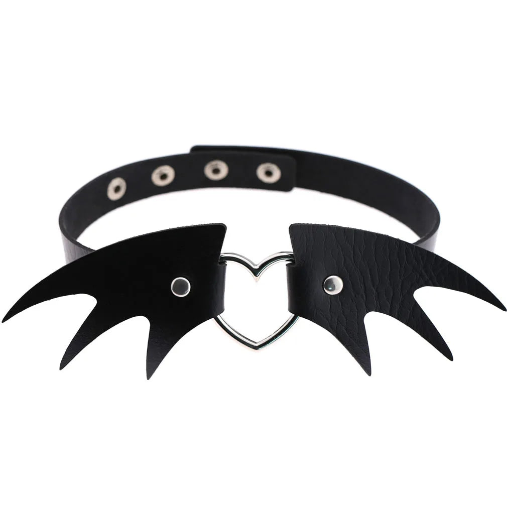 Spike Punk Choker Collar For Girl Goth Heart Pendant Necklace Emo Neck Strap Cosplay Chocker Gothic Accessories