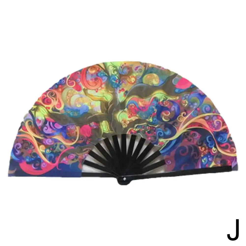 Gradient Colorful Reflective Foldable Fan Magic Soft 33cm Large Cloth Dance Photography Kung Fu Fan Props Disco Fan Festival Fan