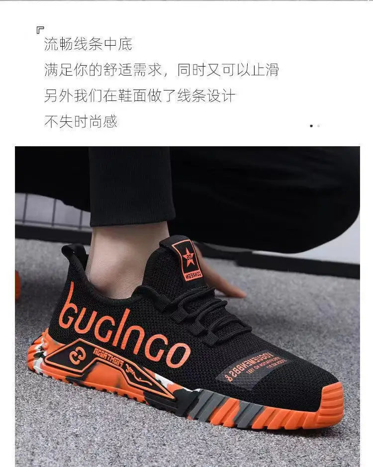 Men's mesh breathable lightweight casual sports shoes summer soft sole running shoes outdoor walking shoes fashion youth sneaker