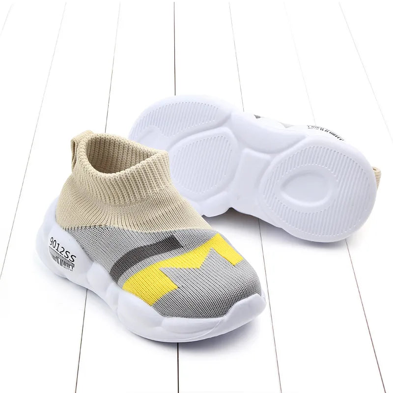 Kid Shoes Sock Shoes Soft Cotton Slip-on Rubber Sole 1-3 Years Kid Outdoor Walking Casual Shoes Unisex for Boys and Girls D2232