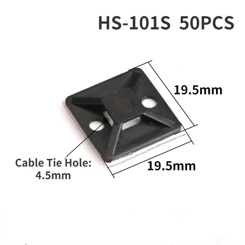 50PCS Self-Adhesive Cable Base Wire Tie Mounting Base Wall Bracket Wiring Accessories Punch-Free plastic Nylon Cable Tie Holder