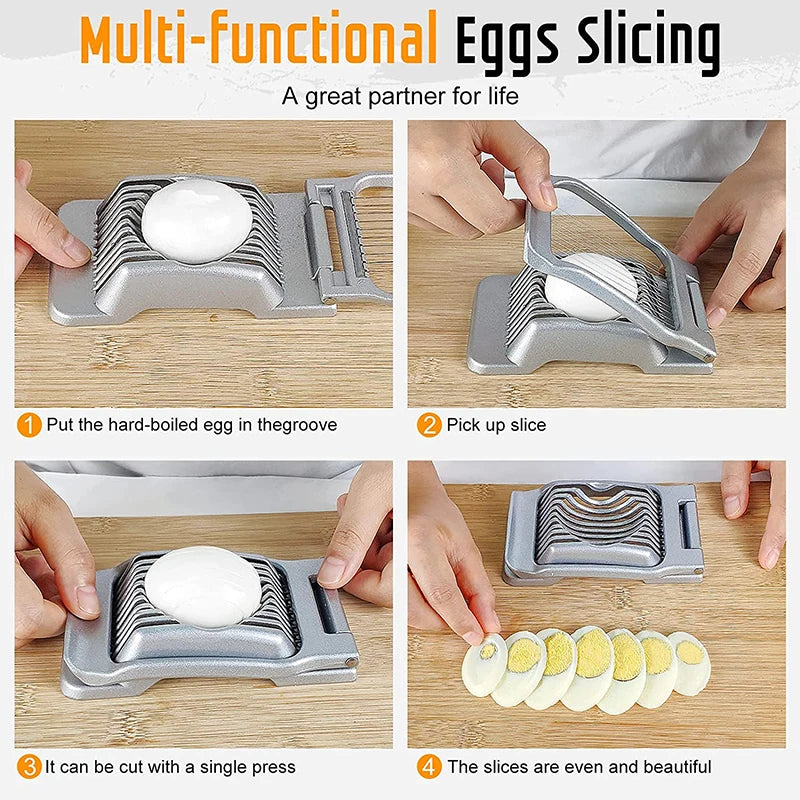 LMETJMA Egg Slicer for Hard Boiled Eggs Stainless Steel Wire Egg Slicer Dicer Cutter Kitchen Strawberry Mushroom Slicer JT188