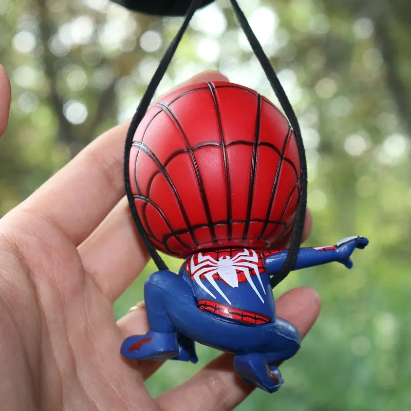 Disney Anime Marvel Avengers Hero Spider Man Ornament Car Rearview Mirror Hanging Pendant Cute Cartoon Auto Interior Accessories