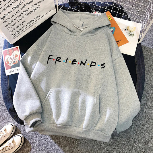 Women Friends Print Hoodie Long Sleeve Pullover Fashion Clothing Casual Solid Color Female Spring Autumn Fashion Streetwear