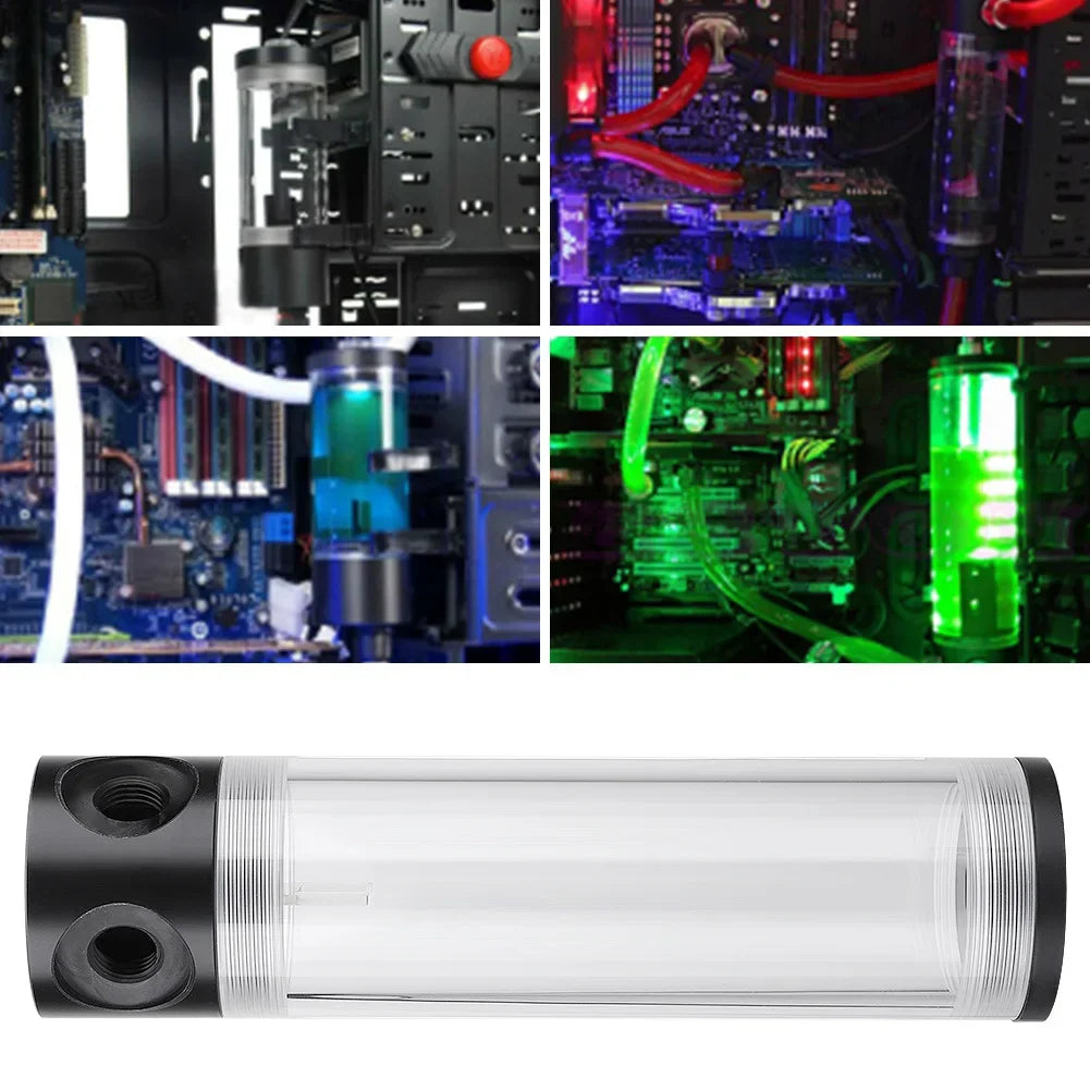 Cylinder water cooling reservoirs G1/4 threaded, 50mm diameter, for PC water cooling systems, length 190/400mm