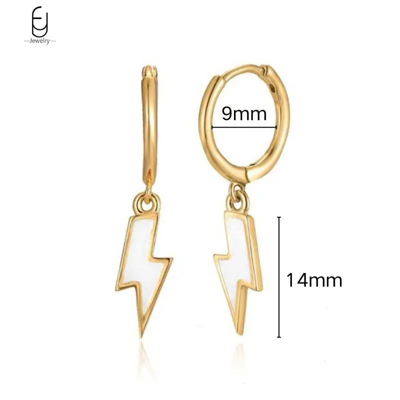 925 Sterling Silver Needle Vintage Gold Earrings for women Fashion Lightning Pendant Hoop Earrings Wedding High Luxury Jewelry