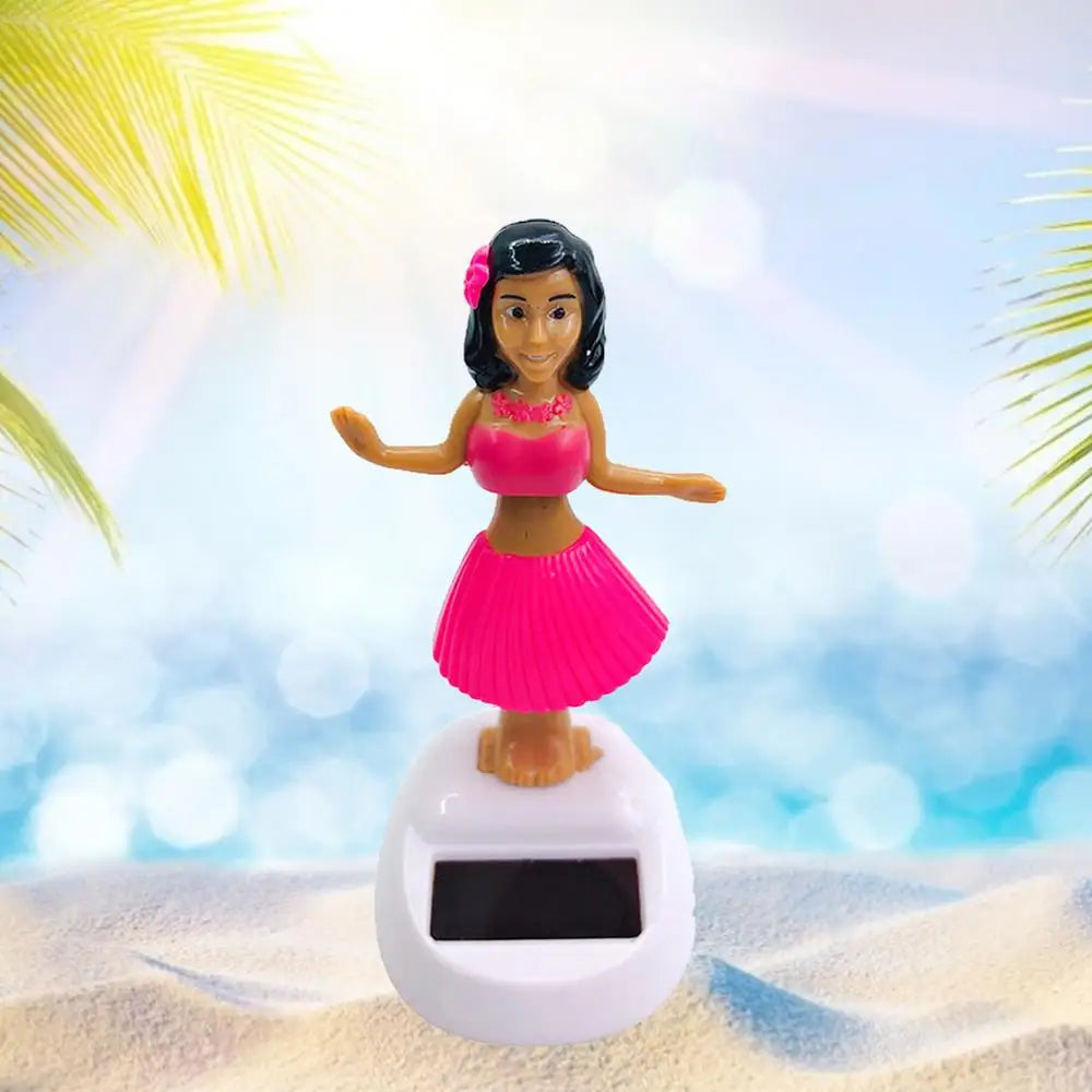 Solar Powered Dancing Toys Hawaii Girl Shaking Head Girl Doll Portable Bobblehead Ornament  For Dashboard Car Accessories