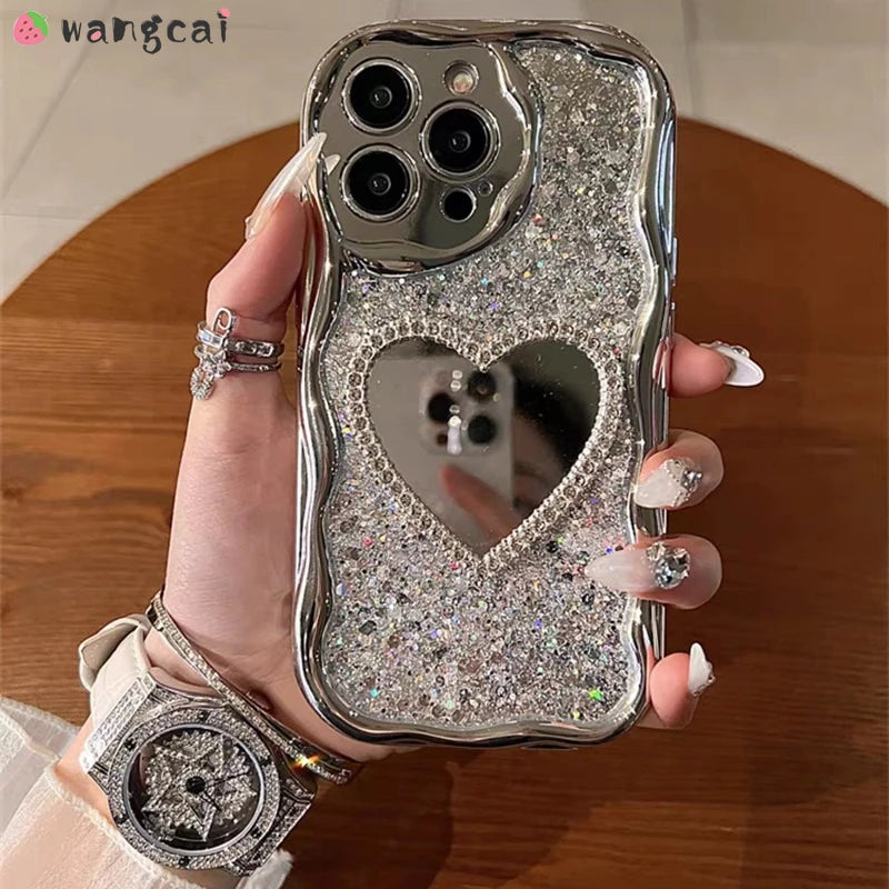 For Huawei Pura 70 P60 P50 P40 P30 Pro Lite Y9S Y9 Prime Mate 60 Pro Plus 50e 40 30 Pro Phone Cover Wave Make up Mirror  Cover