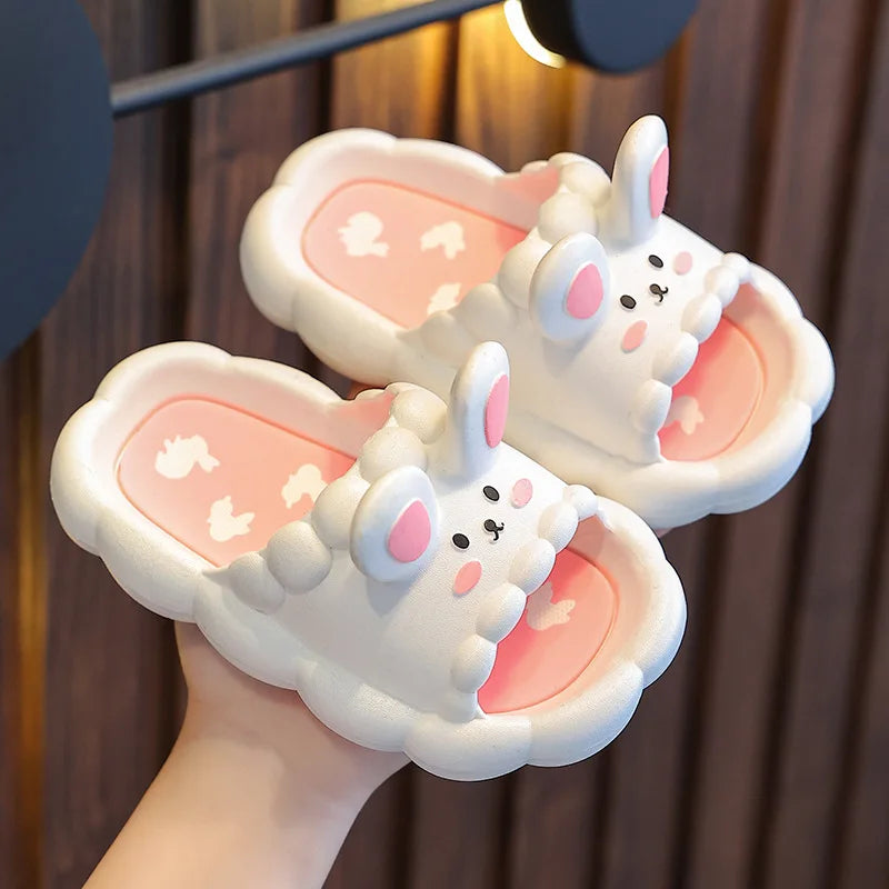 Summer Children's Slippers Cute Cartoon  3D-Rabbit Slippers Breathable Non-slip Home Bathroom Soft Slipper Kids for girls