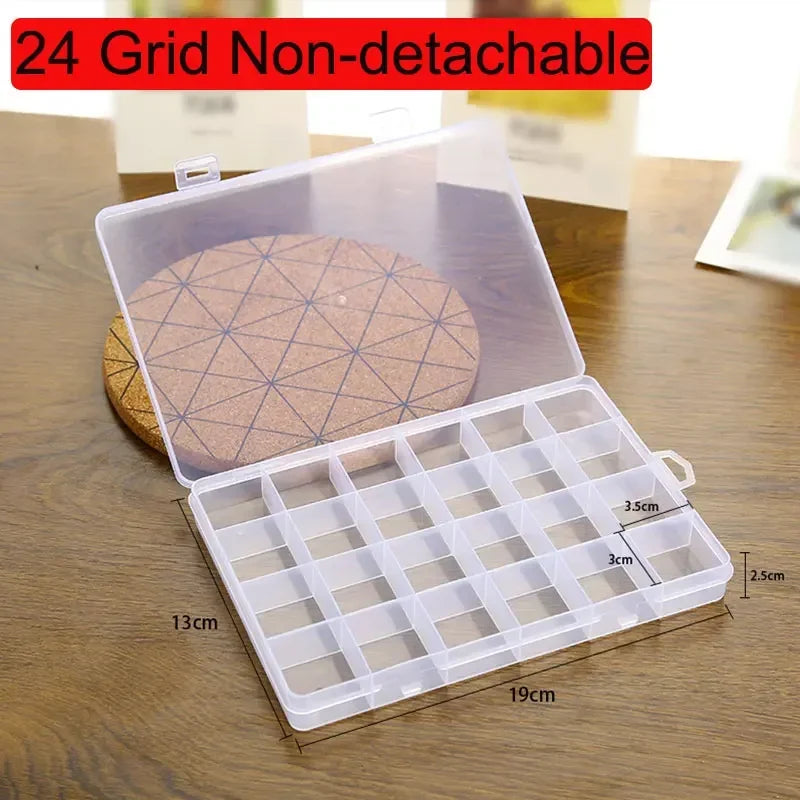 Transparent 10/15/24 Grid Storage Box Organizer Case Cajas Organizadora Storing Plastic Box Jewelry Beads Pill Screw Organizador