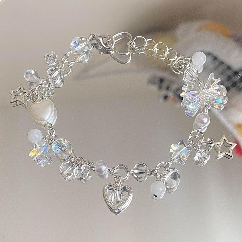 Handmade Star Bow Knot Beaded Bracelet Gorgeous Romantic Coquettish Bracelet