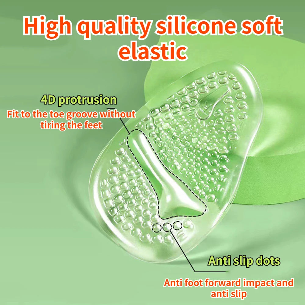 1Pair Anti Slip Shoe Pads Forefoot Cushion Silicone Massage High Heels Insole Cushions Foot Cushions Pads for Feet Pain Relief