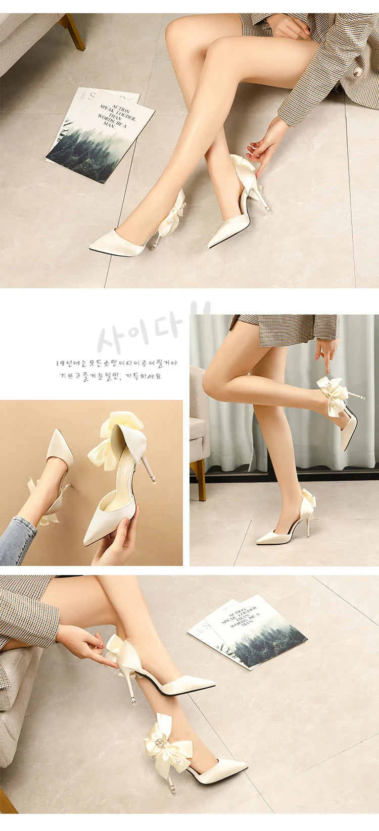 2023 New Bow-knot Women Pumps Designer Shoes High Heels Sandals Women Satin Stiletto Heels Sexy Pearl Wedding Shoes Plus Size 43