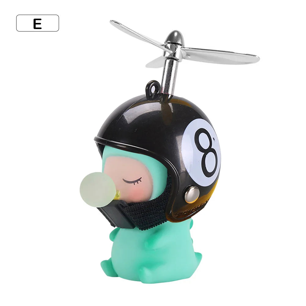 Motorcycle Bicycle Ornament Cycling Cute Cartoon Adult Child with Helmet Airscrew Bike Decoration Car Accessories Interior