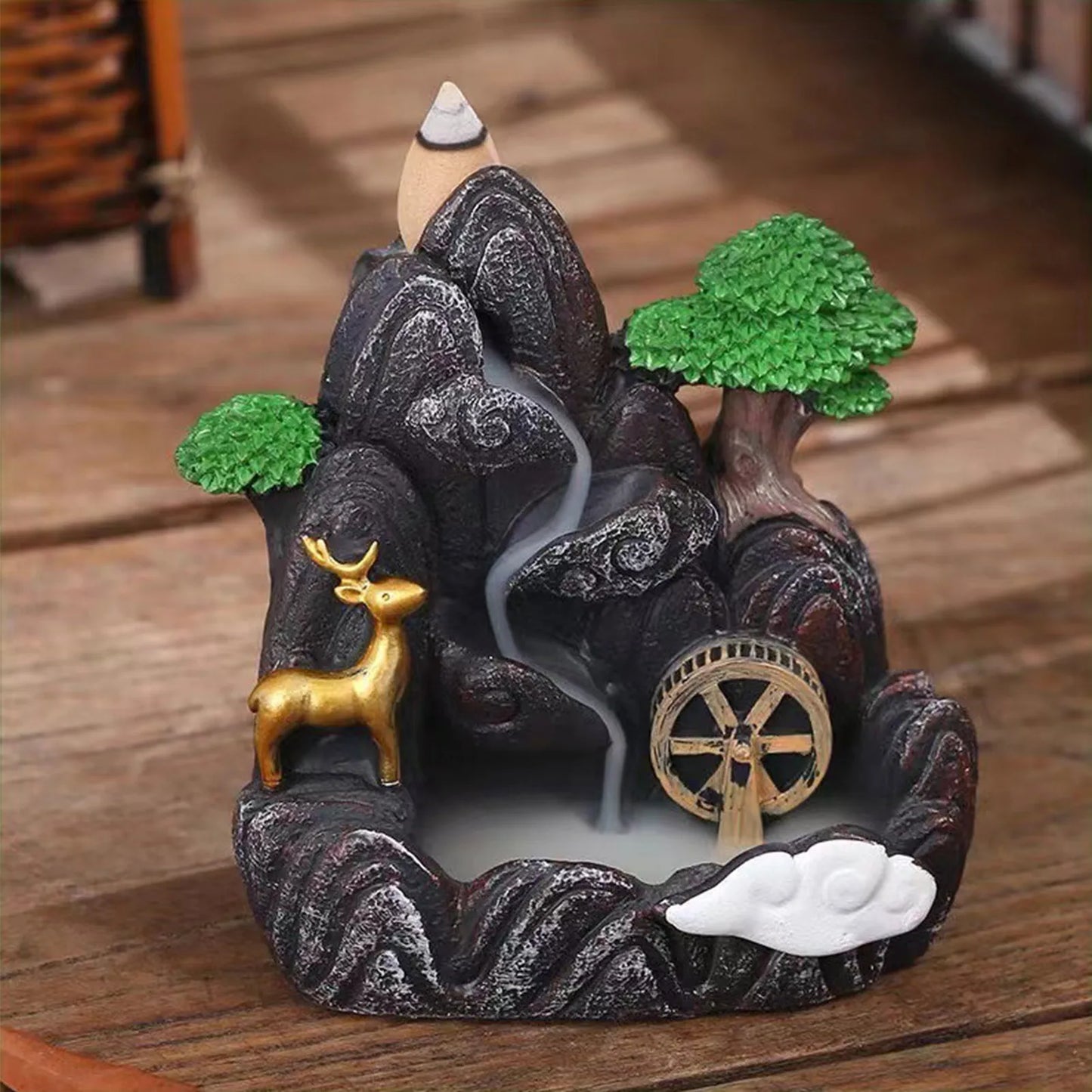 Waterfall Incense Burner Resin Backflow Incense Holder Fountain Waterfall Incense Burner For Home Office Decor Gift