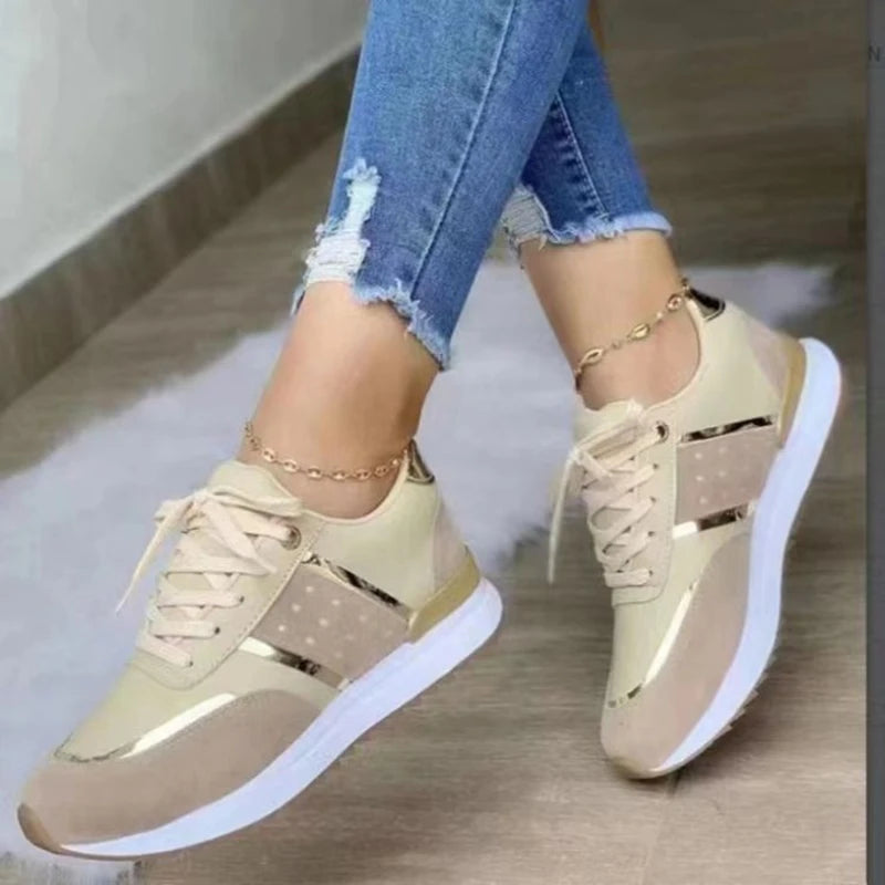 Sneakers Platform Women's Shoes 2024 Trend Leather Patchwork Ladies Casual Sport Shoes Gyms Outdoor Running Vulcanized Shoes Hot