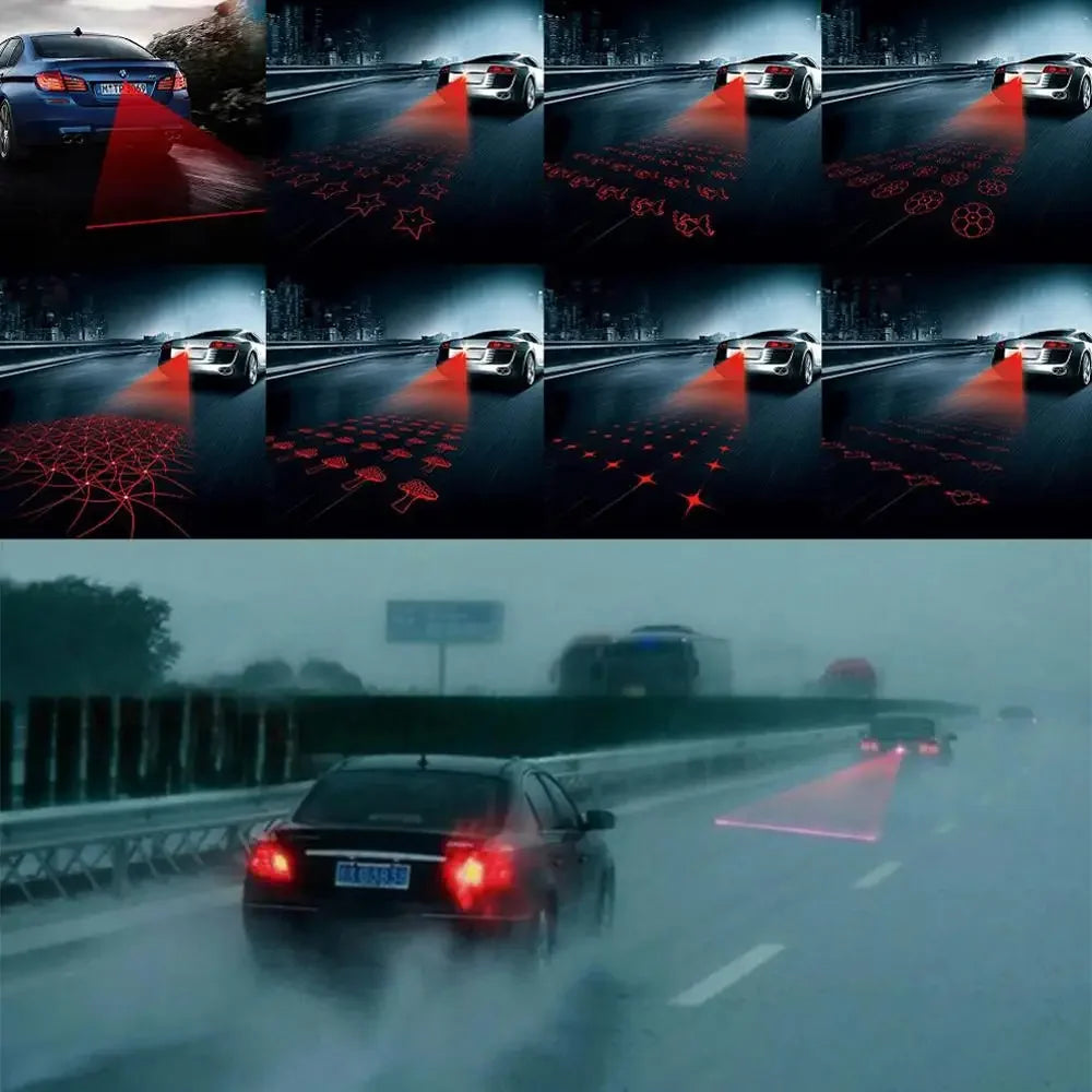 New Pattern Anti Collision Rear-end Car Laser Tail Fog Light Auto Brake Parking Lamp Rearing Warning Light Car Styling #280882