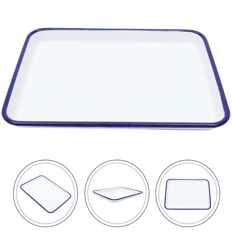 Supper Beeats Enamelware Roasting Pan Food Baking Tray Heat Resistant Bakeware Tray Enamel Snack Troopers