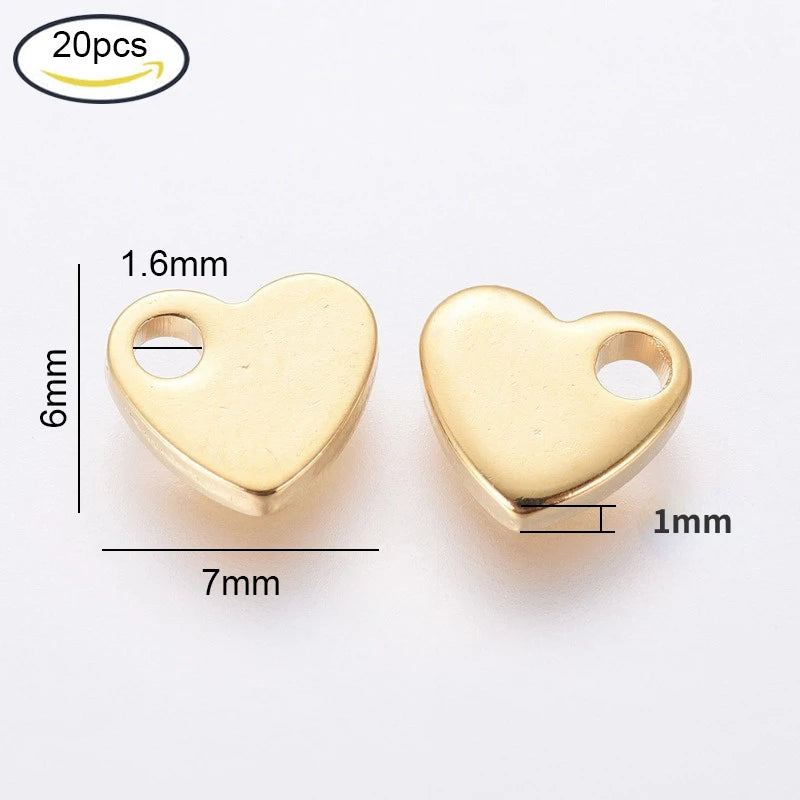 5~20Pcs 304 Stainless Steel Charms for DIY Jewelry Making  (Butterfly Heart Flower Key Moon Musical Note Ring Flat Round Star)